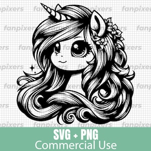 Cute Unicorn Face SVG PNG, Unicorn Face svg, Unicorn Head Svg, Unicorn Svg, Silhouette Cut File, Svg Files for Cricut, Commercial Use