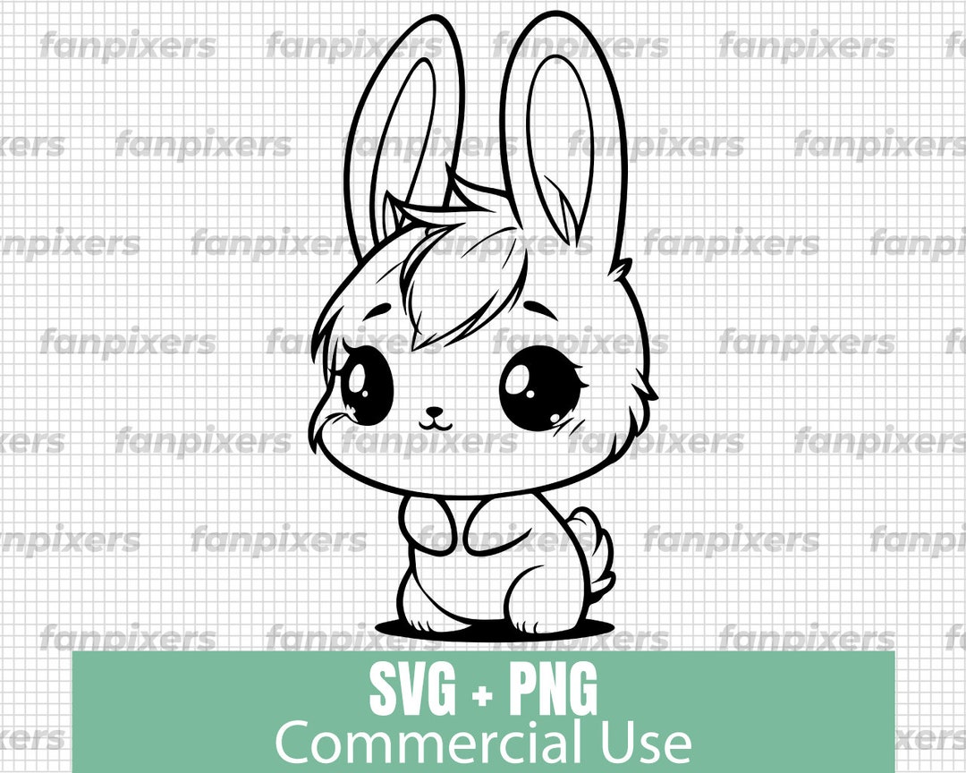 Cute Chibi Rabbit SVG and PNG for Commercial Use, Perfect for Digital ...