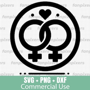 Lesbian Love Symbol SVG, PNG, and dxf - Perfect for Commercial Use. Digital download ideal for LGBTQ+ pride, stickers, and D.I.Y. projects.
