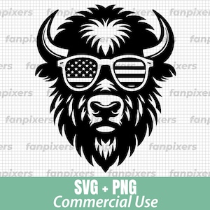 American Bison SVG PNG, Bison Svg, Cute Bison Svg, American Flag svg, SVG Files for Cricut, Commercial Use, Instant Digital Download