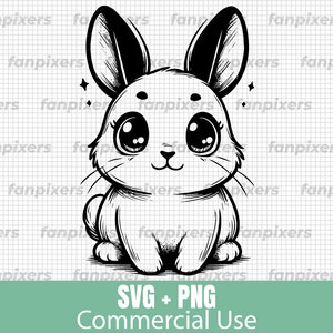 Simpatico coniglio in formato SVG e PNG, perfetto per uso commerciale, download digitale, ideale per progetti artigianali, fai da te e molto altro.