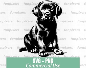 Labrador Retriever Dog SVG PNG : usage commercial (téléchargement numérique)
