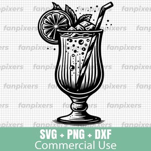 Elegant cocktail SVG, PNG, and DXF files for commercial use. Perfect for digital downloads, cricut designs, t-shirts, and vinyl art.