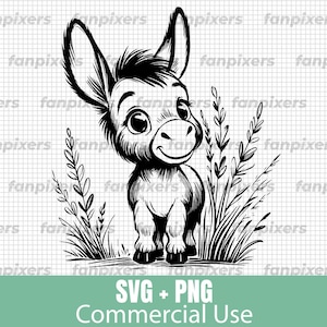 Cute Donkey Peeking SVG and PNG - Perfect for Commercial Use, Digital Download for T-Shirts, Stickers, Cricut Projects, and more!