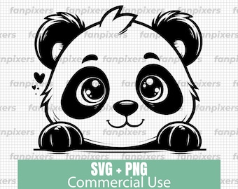 Cute panda peeking SVG and PNG, perfect for Files for Cricut, Commercial Use, Digital Download, DIY projects, and stickers.