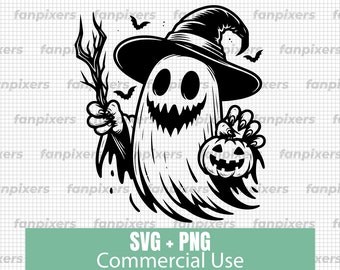 Halloween Ghost SVG, Spooky Clipart, Commercial Use (Digital Download)