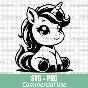 Cute Unicorn SVG PNG, Unicorn Clip Art, Unicorn kawaii SVG, Unicorn svg, Silhouette Cut File,svg Files for Cricut, Commercial Use