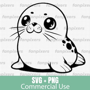 Cute Baby Seal SVG and PNG. Perfect for Commercial Use, Digital Download, DIY projects, t-shirts, stickers, and more!