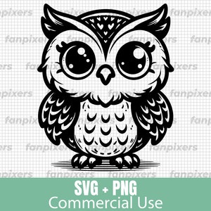 Cute Owl SVG and PNG, Files for Cricut, Commercial Use, Digital Download, perfect for stickers, decals, t-shirts, and DIY projects.