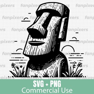 Easter Island Moai SVG and PNG, ideal for Commercial Use, Digital Download, perfect for t-shirts, stickers, tattoos, and more.