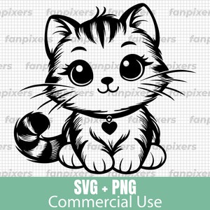 Cute Kitten SVG and PNG, perfect for Commercial Use, Digital Download for Cricut, stickers, t-shirts, and DIY projects!