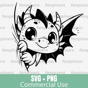 Niedliches Dragon Peeking SVG und PNG Dateien für Cricut, kommerzielle Nutzung, digitaler Download. Perfekt für Sticker, Shirts und vieles mehr.