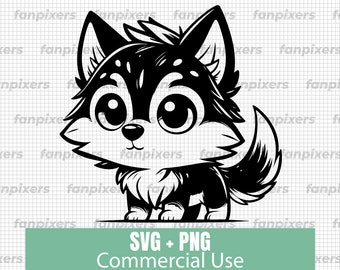 Niedliche Baby Wolf SVG und PNG, perfekt für kommerzielle Nutzung, digitaler Download, entzückende Designs für Shirts, Aufkleber und mehr.