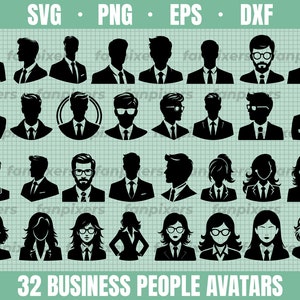 Avatars Business Man SVG Bundle,business woman svg,Business People svg,Businessman svg clipart vector png dxf eps silhouette cut file cricut