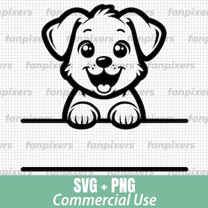 Split Monogram Peeking Cute Dog SVG PNG, Dog Clip Art, Dog kawaii SVG, Dog svg, Silhouette Cut File,svg Files for Cricut, Commercial Use