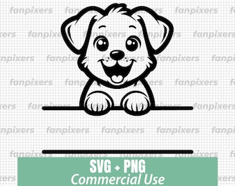 Split Monogram Peeking Cute Dog SVG PNG, Dog Clip Art, Dog kawaii SVG, Dog svg, Silhouette Cut File,svg Files for Cricut, Commercial Use