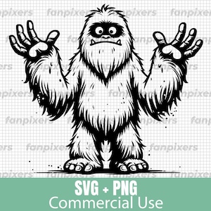Abominable Snowman Yeti SVG and PNG, perfect for winter projects, t-shirts, decals, and stickers. Digital Download, Commercial Use included.