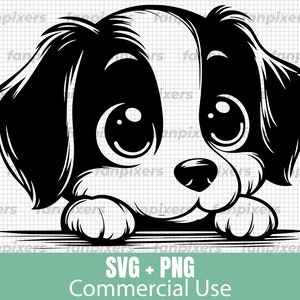 Cute Peeking Dog SVG and PNG. Ideal for Commercial Use, DIY crafts, Cricut projects, stickers, t-shirts, and digital downloads.