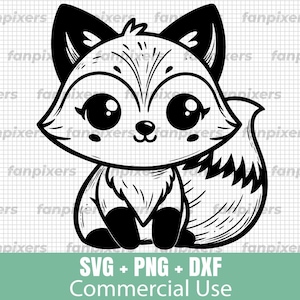 Adorable Cute Fox SVG, PNG, DXF file for Commercial Use. Perfect for Digital Download designs, crafts, and Cricut projects.