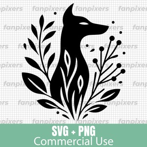 Black and white Botanical Dog minimalist SVG and PNG for Commercial Use. Digital Download for DIY crafts, t-shirts, tattoos.