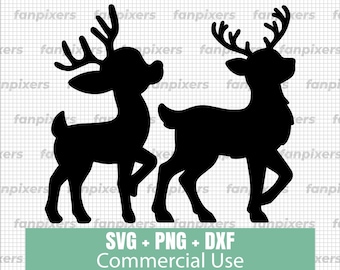 Reindeer Silhouette SVG: Black and White Festive Duo (Digital Download)