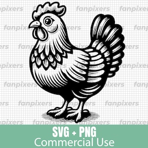 Cute Hen SVG and PNG for Commercial Use. Perfect for Digital Download, DIY projects, t-shirts, stickers, and more!