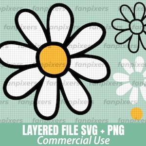 Daisy SVG PNG, Daisy Flower Clip Art, Marguerite SVG, Layered Daisy svg, Silhouette Cut File, Svg Files for Cricut, Instant, Commercial Use
