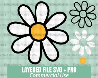Daisy Flower SVG: Layered Marguerite Cut File (PNG, SVG)