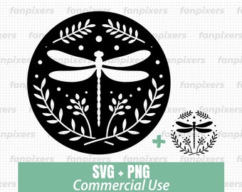 Libellule florale SVG : Clipart fleur, fichiers Cricut (téléchargement numérique)