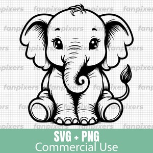 Cute Elephant Sitting SVG PNG, Elephant Svg, Cute Elephant Svg, Meditation svg, SVG Files for Cricut, Commercial Use, Digital Download