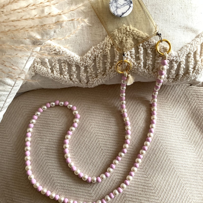 WiDream Retro Handykette Mit Perlen - Vintage Telefonanhänger Aus Naturmaterialien Für Mädchen & Frauen