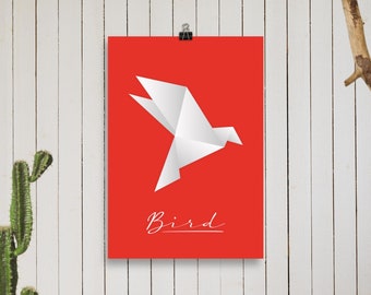 Illustration d’affiche d’oiseau d’origami | Divers Formats