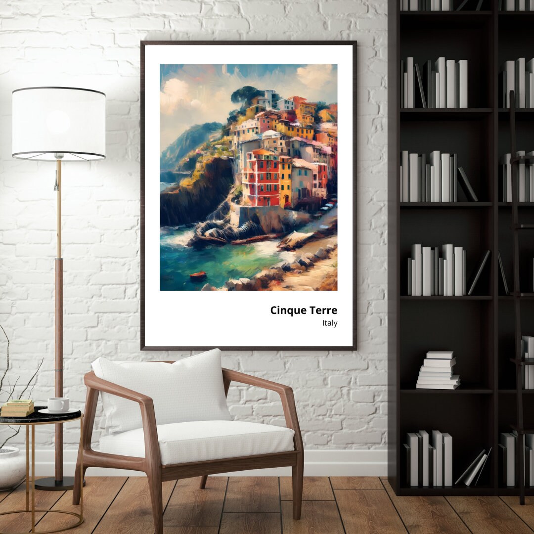 Cinque Terre Art Print - Stunning Digital Painting of Italian Coastal ...