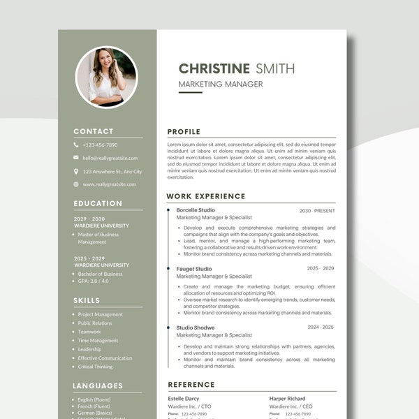 Resume Template, Modern Resume Template with Photo, Resume Template Word, Creative Resume, Cover Letter, Professional CV Template