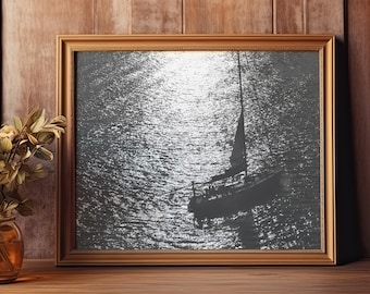 Sailboat Black and White Art Print Photograph by Tasha Smith