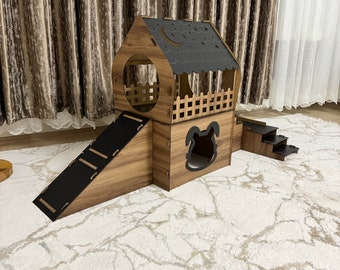 Sum Pet MOON Bunny House Kemenche-Black, Rabbit House, Rabbit House, Rabbit Bed, Bunny House, Rabbit Castle, Rabbit Hutch