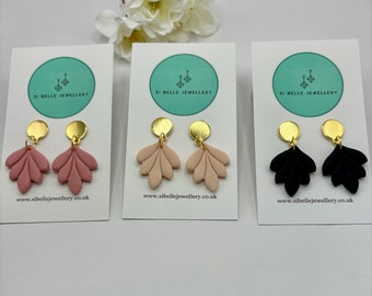 Tear drop earrings | Summer earrings | polymer clay earrings | gifts for her | birthday | gold earrings | pink earrings | black earrings