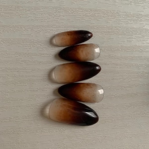 Peut inclure: Cinq ongles en gel avec un dégradé de brun clair à brun foncé.