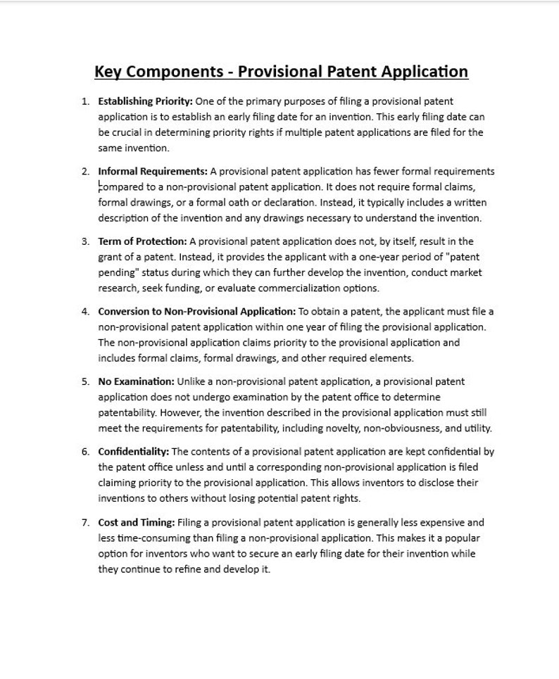 Provisional Patent Application Template Etsy