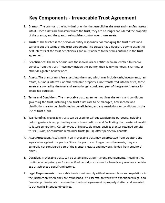 Irrevocable Trust Agreement Template Etsy Irrevocable Trust Agreement Template Etsy