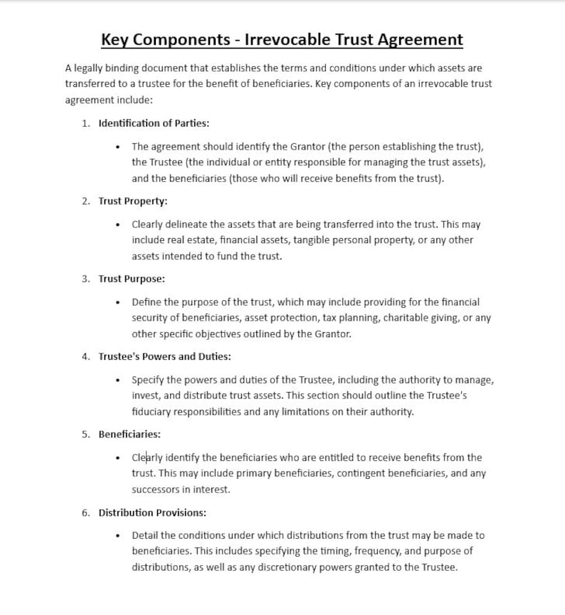 Irrevocable Trust Agreement Template Etsy Irrevocable Trust Agreement Template Etsy