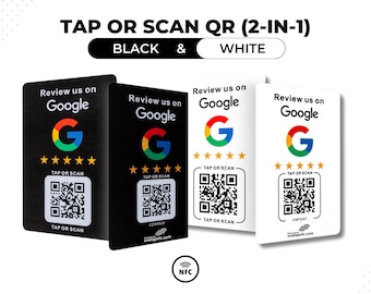 Google Review NFC-Tap- und QR-Code-Scankarten | NFC Tippen oder scannen Sie das Google-Bewertungszeichen