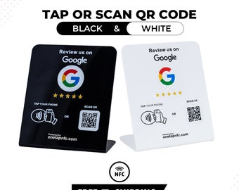 Google Review NFC Stand for Business | One Tap or Scan QR Code for Google Reviews