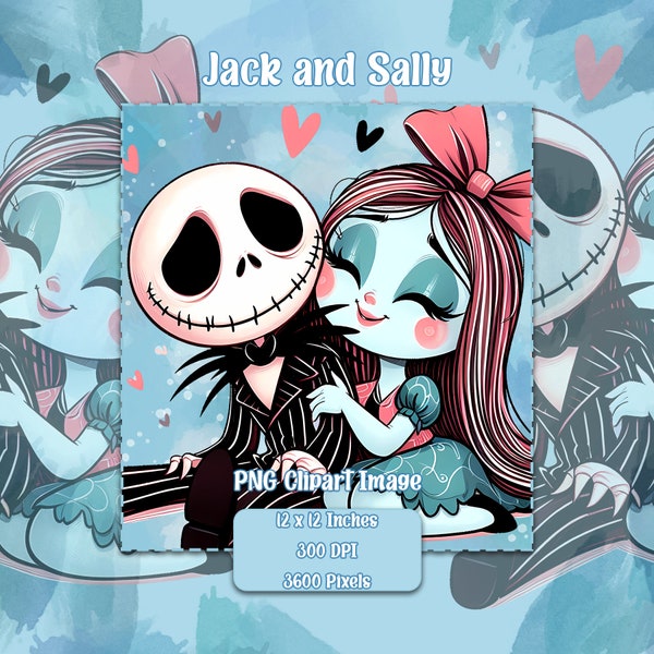 Jack and Sally PNG, Transparent Background Clipart Images, Commercial License Files, Nightmare Graphics