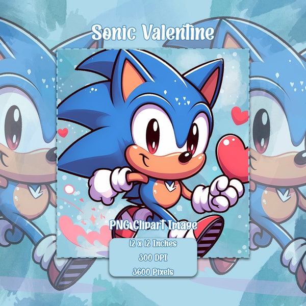 Sonic Valentine PNG, Transparent Background Clipart Images, Commercial License Files, Cute Love Day Graphics