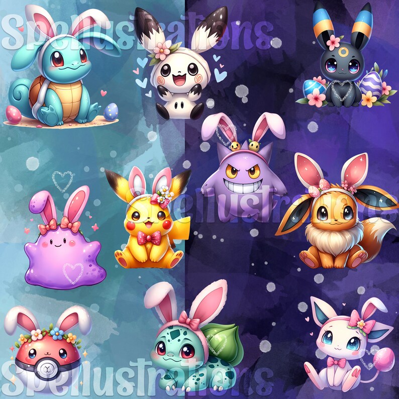 Pokemon Bunny Ears PNG Set, Transparent Background Clipart Images ...