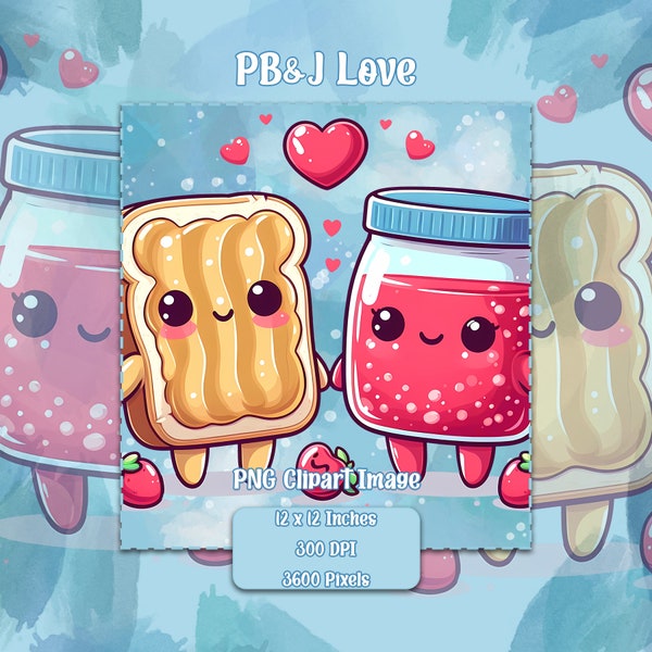 PB&J Love PNG, Transparent Background Clipart Images, Commercial License Files, Cute Valentine Graphics