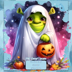 Shrek Ghost-aquarelplons, clipartafbeeldingen, graphics en artwork, regenboogesthetiek, grappige png-afbeeldingen