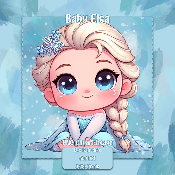Baby Elsa PNG, Transparent Background Clipart Images, Commercial License Files, Little Princess Graphics