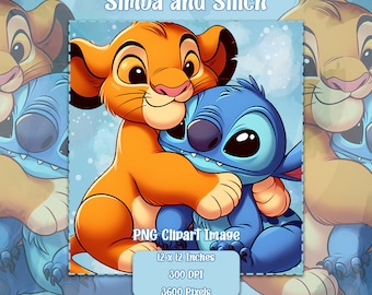 Simba y Stitch PNG, imágenes prediseñadas con fondo transparente, archivos con licencia comercial, lindos gráficos de fusión, imágenes prediseñadas